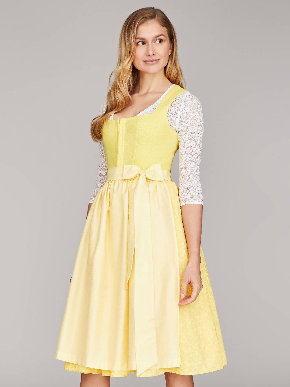 Limberry Zitronengelbes Dirndl mit Leinenmieder - ALMERIA ZITRONE Limitierter Zeitrabatt