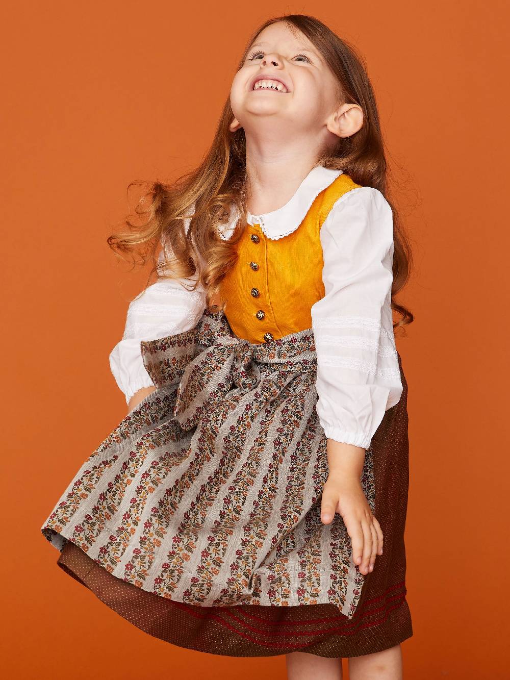Limberry Senf-farbenes Kinderdirndl mit Schürze - SISSI SENF Valentinstagsangebot
