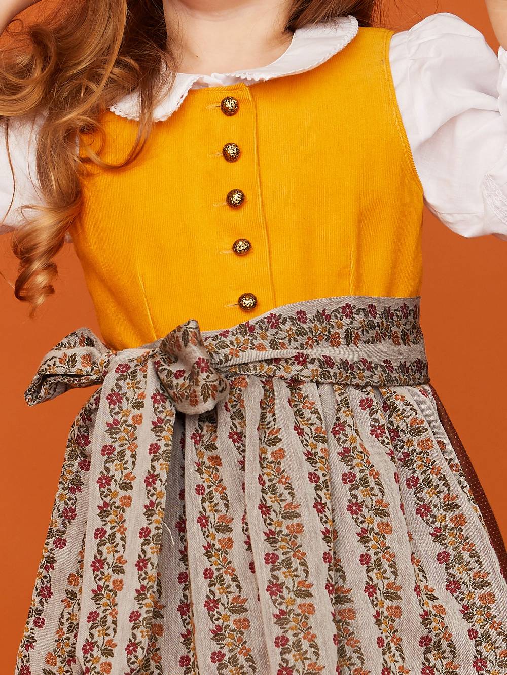 Limberry Senf-farbenes Kinderdirndl mit Schürze - SISSI SENF Valentinstagsangebot