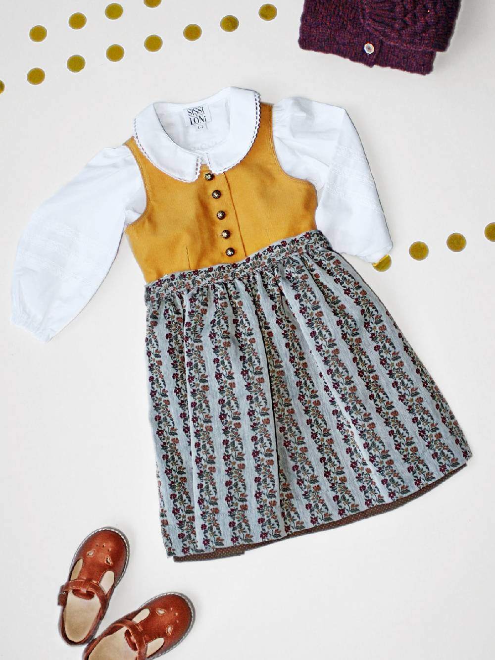 Limberry Senf-farbenes Kinderdirndl mit Schürze - SISSI SENF Valentinstagsangebot