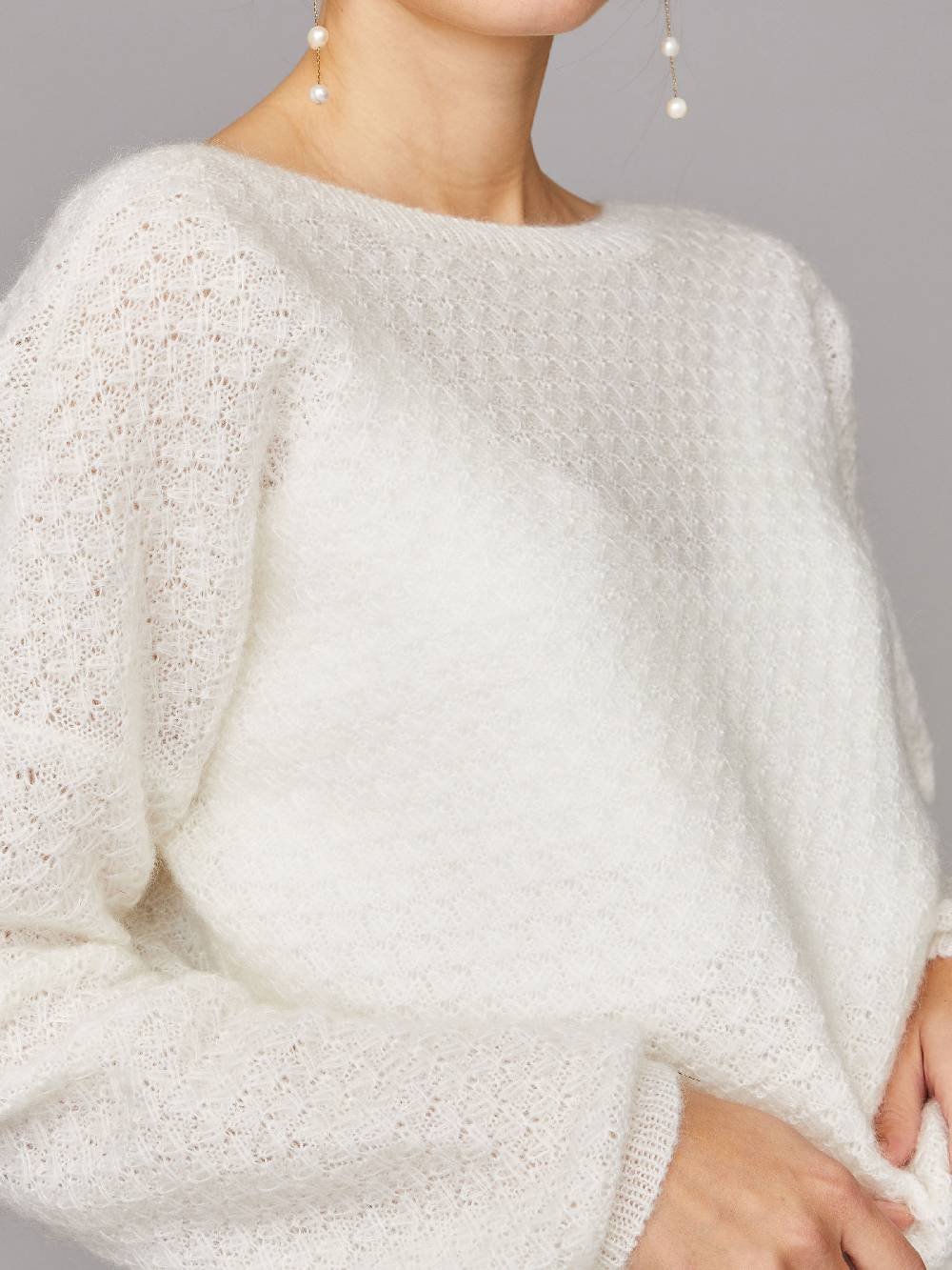 Limberry Cremefarbener Braut-Pullover mit tiefem V-Ausschnitt hinten - LARA JETZT KAUFEN