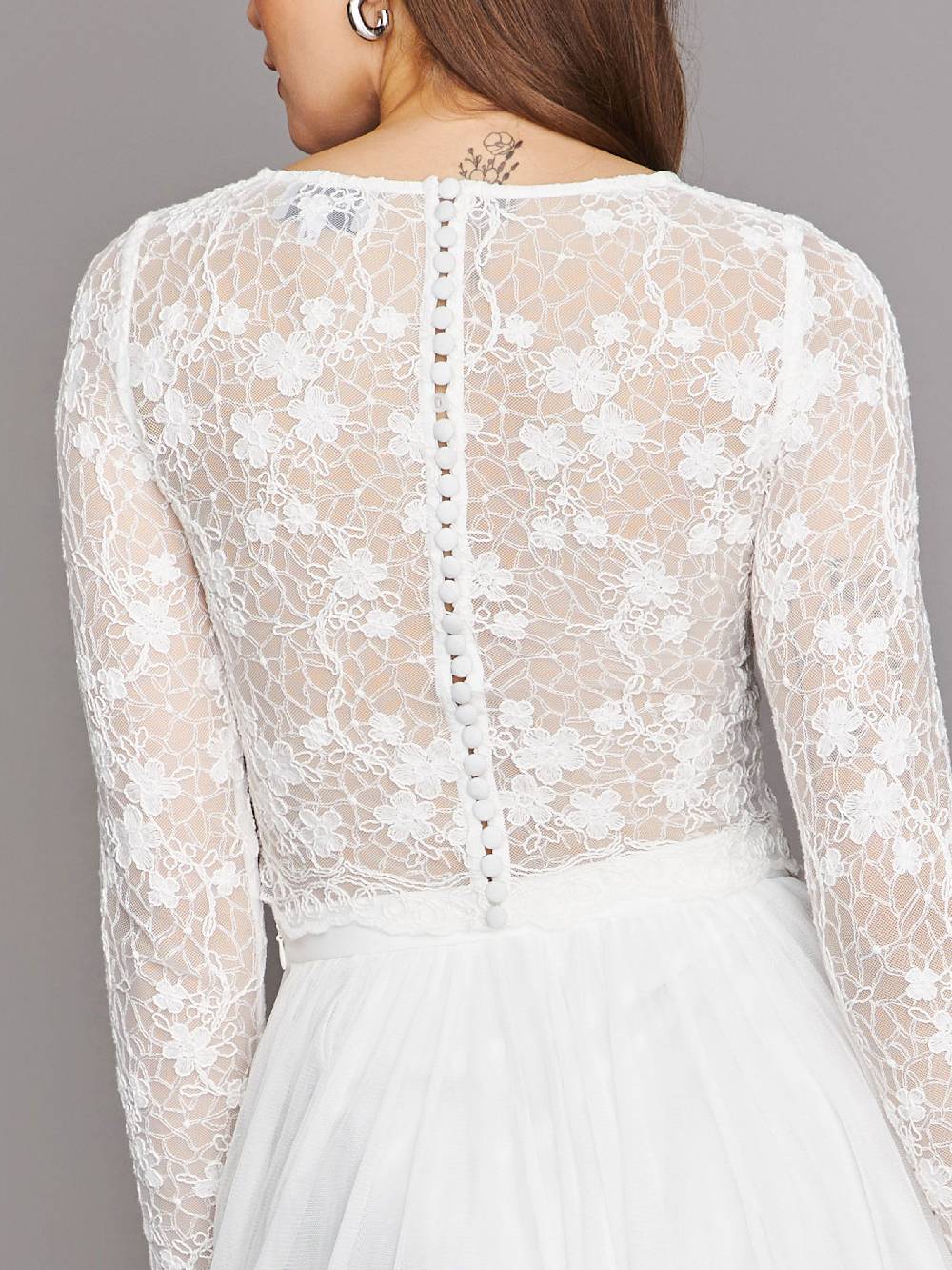 Limberry Cremefarbenes Braut-Top mit langen Ärmeln - ARIA Neueste Stile