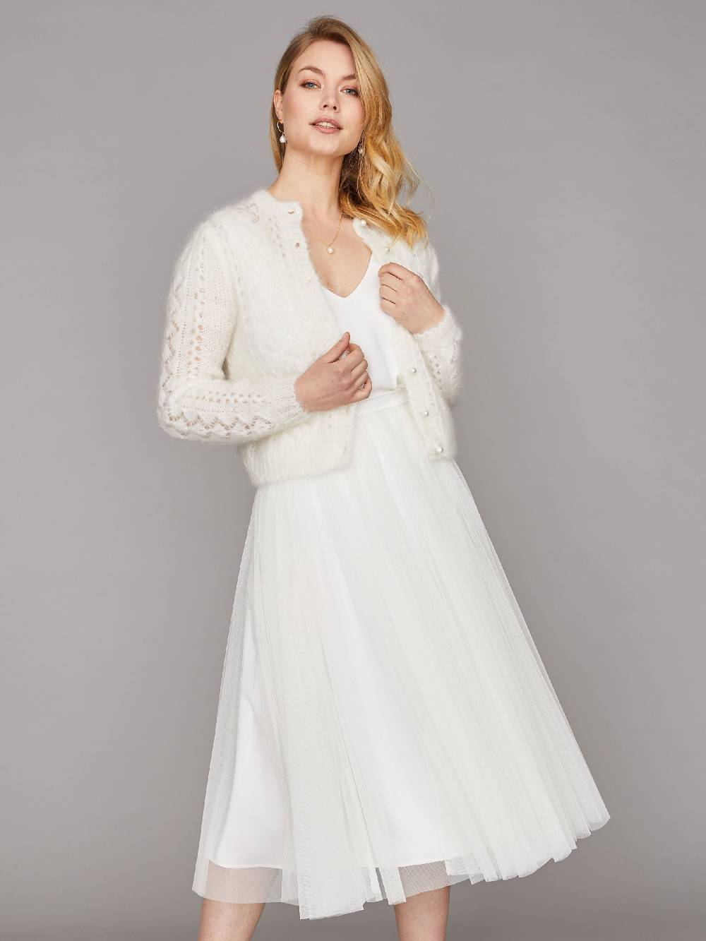 Limberry Braut-Strickjacke aus Mohair mit Perlenknöpfe - FLORA Bis zu 50% Rabatt