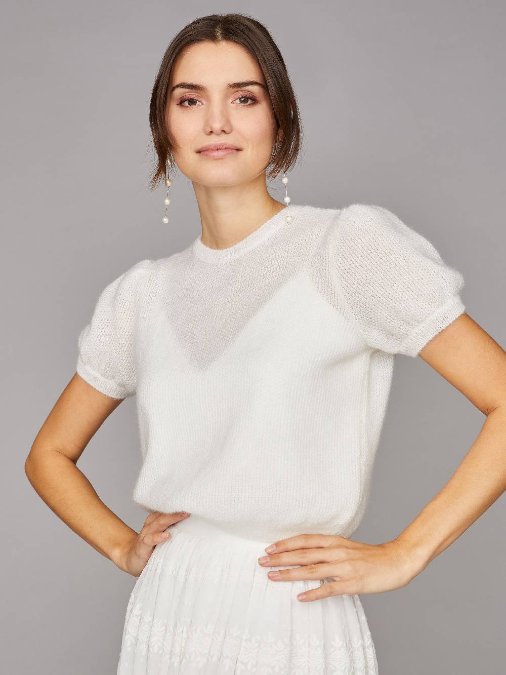 Limberry Kurzärmliger Braut-Pullover aus Mohair - MAE Discount Store für neue Produkte