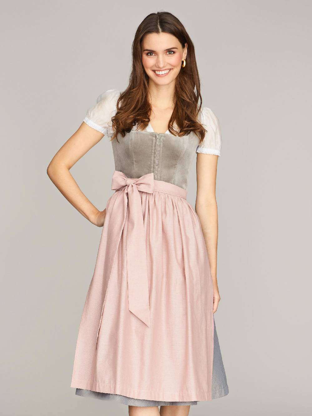 Limberry Graues Dirndl mit Samt-Mieder - DELILAH SKYLIGHT GREY Bis zu 60% Rabatt