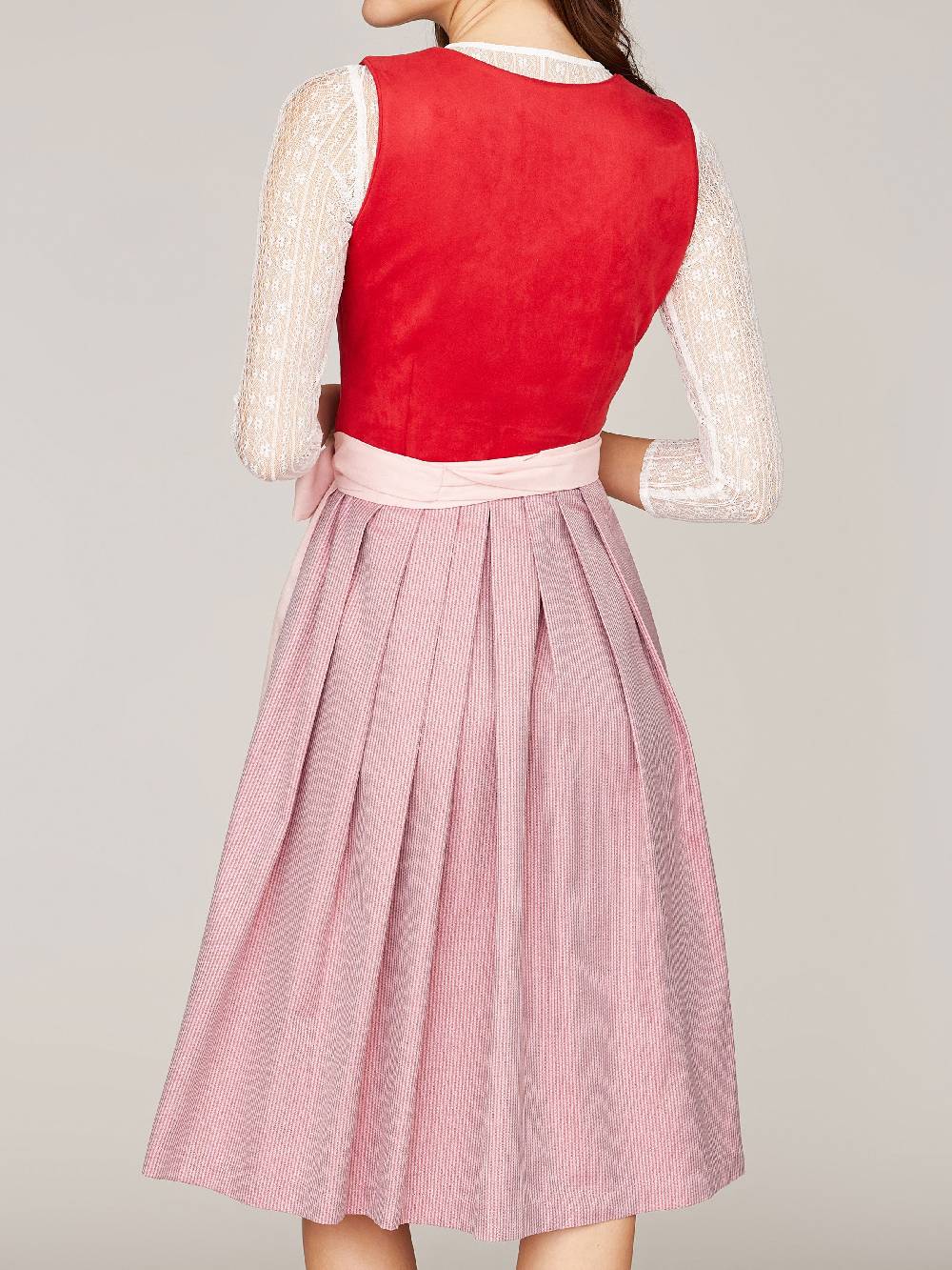 Limberry Rotes Dirndl mit Mieder aus Veloursleder-Optik - SAMANTHA RED Saisonschlussverkauf