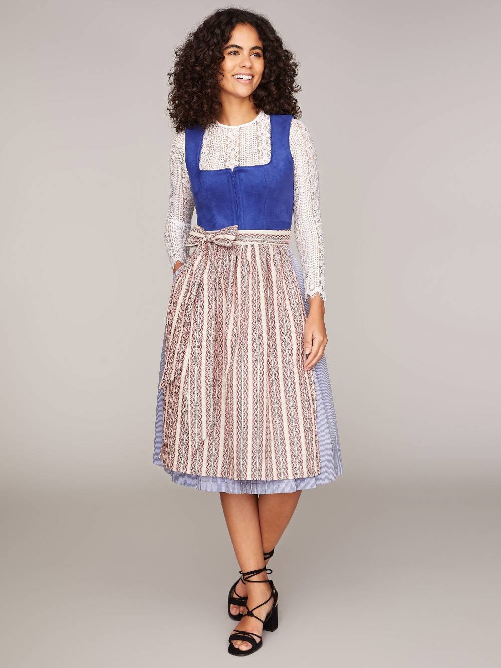 Limberry Royalblaues Dirndl mit Mieder aus Veloursleder-Optik - SAMANTHA BLUE Muttertagsangebot