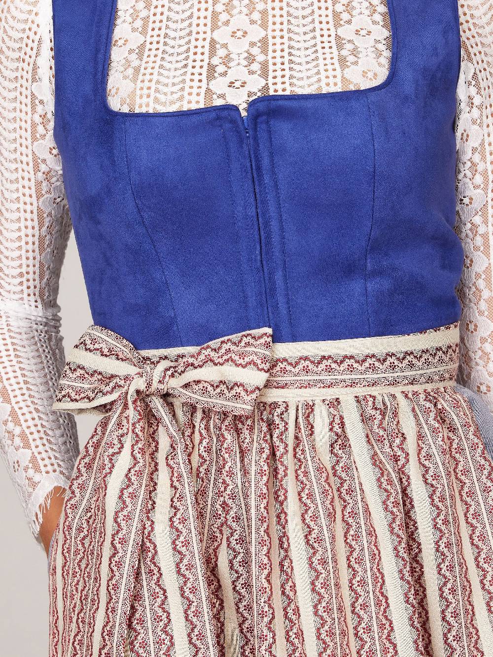 Limberry Royalblaues Dirndl mit Mieder aus Veloursleder-Optik - SAMANTHA BLUE Muttertagsangebot