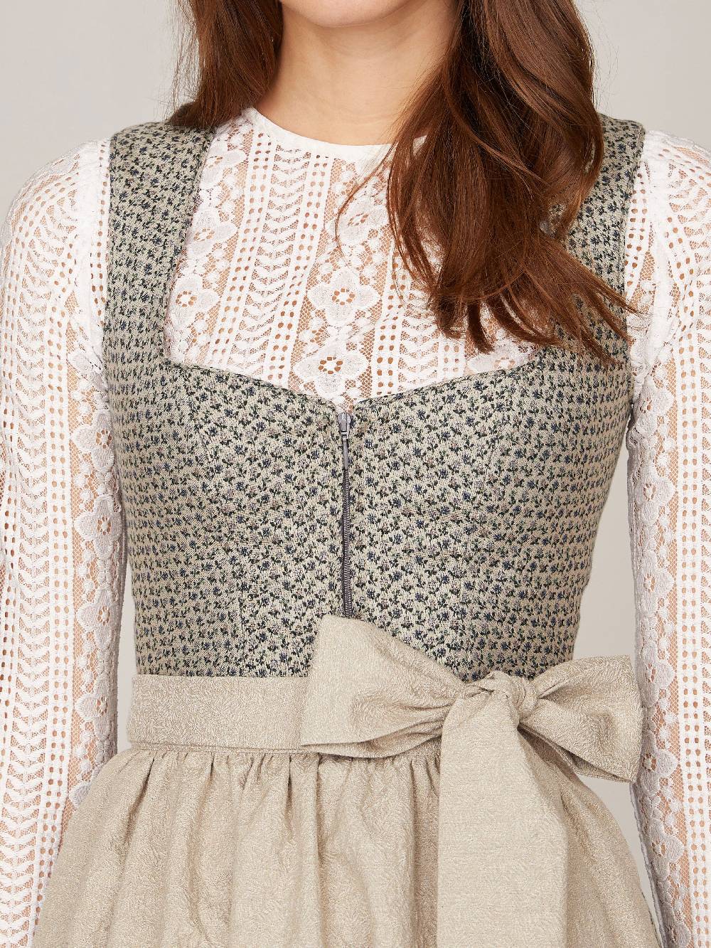 Limberry Beige-Blaues Dirndl - ANNE SMOKE BLUE Valentinstagsangebot