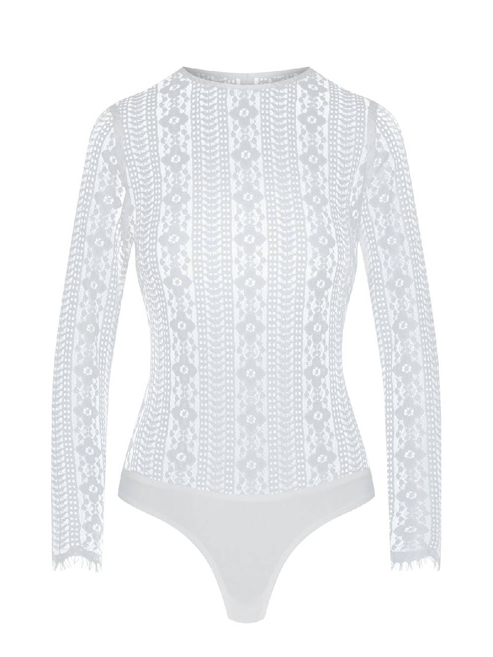 Limberry Weißer Langarm-Spitzenbody - CLEMENTINE WEISS Bis zu 50% Rabatt
