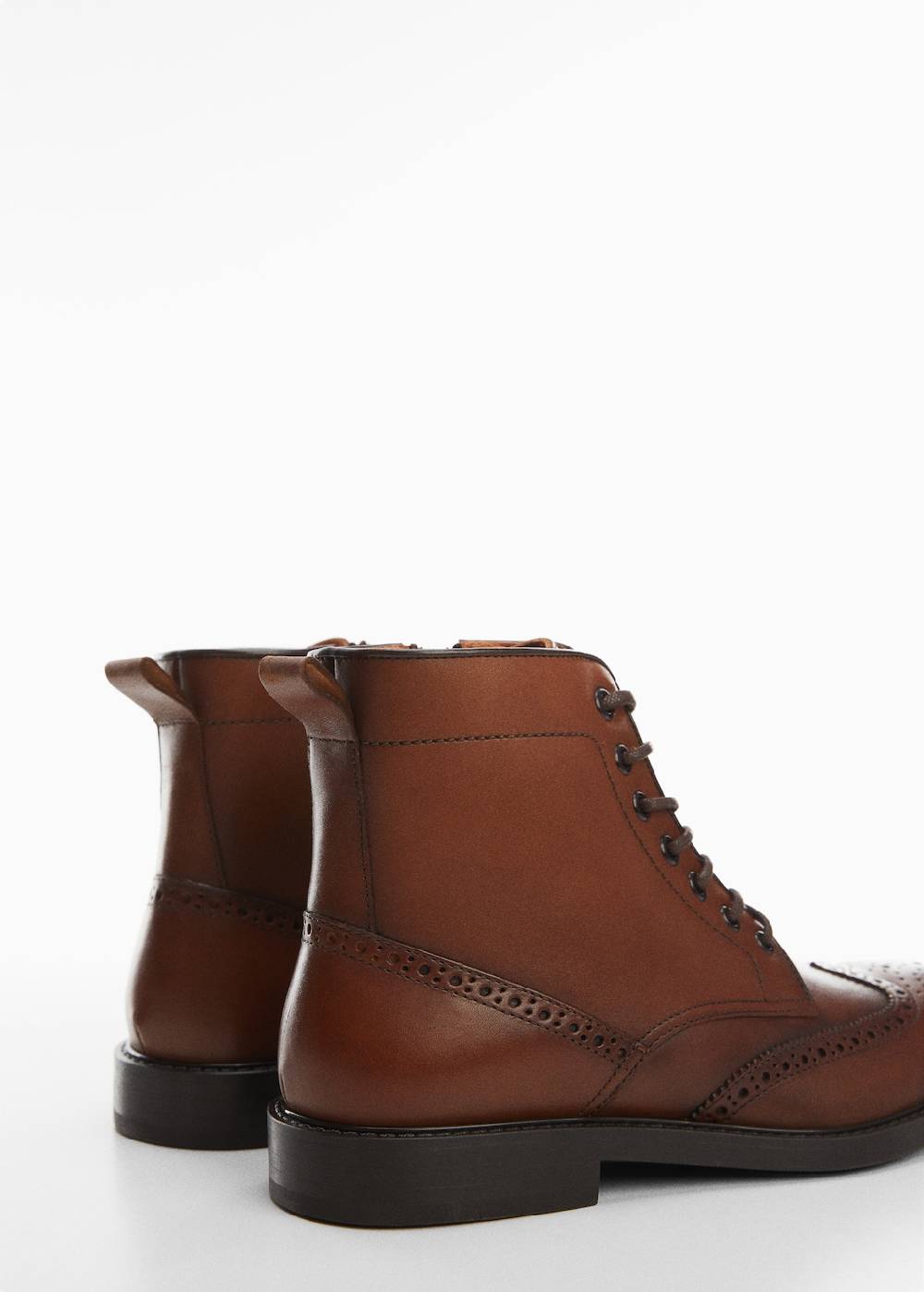 Mango Lederstiefelette mit Stanzdetails Bis zu 55% Rabatt