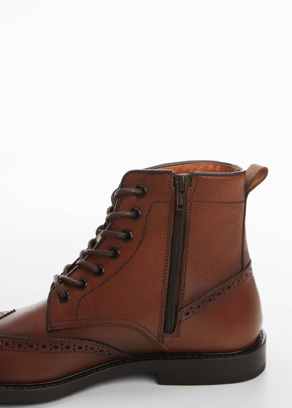 Mango Lederstiefelette mit Stanzdetails Bis zu 55% Rabatt