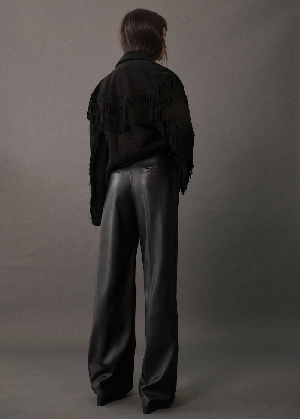 Mango Wideleg-Hose mit Leder-Effekt Discount Store für neue Produkte