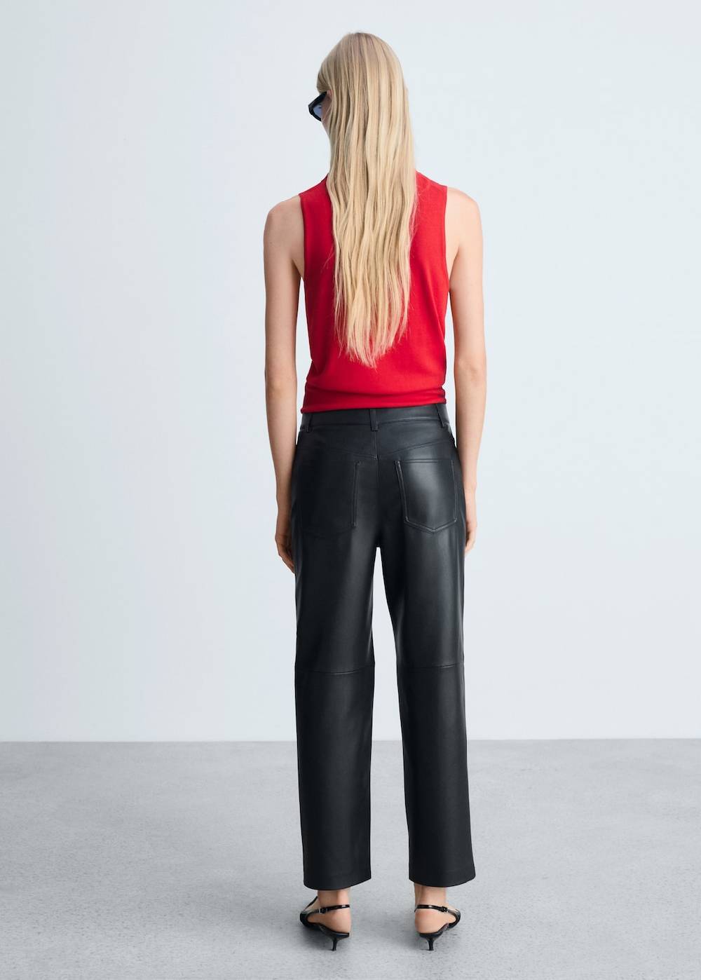 Mango Gerade Hose mit Leder-Effekt Outlet