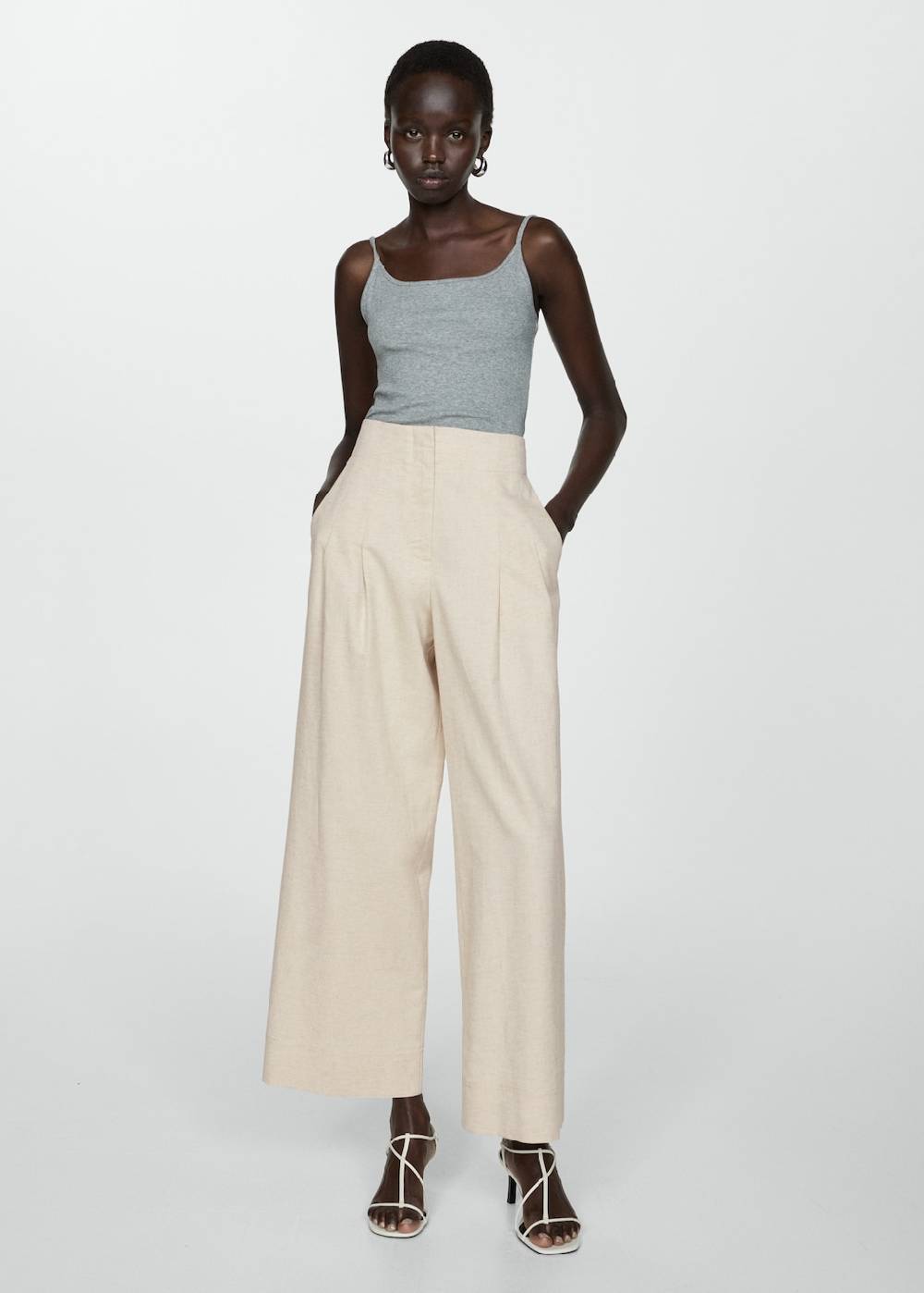 Mango Wideleg-Bundfaltenhose Saisonale Angebote