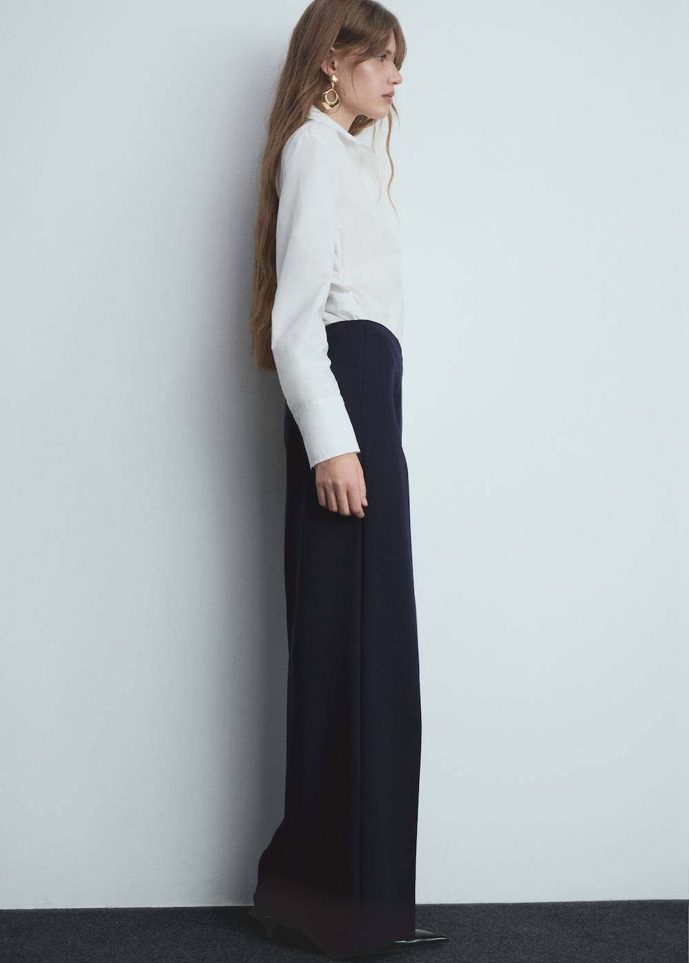 Mango Wideleg-Bundfaltenhose Sonderangebot der Fabrik