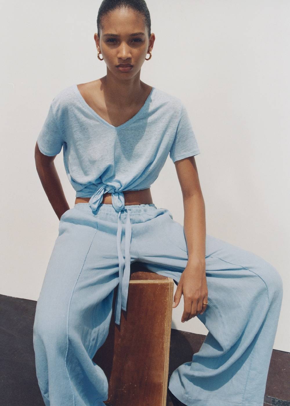 Mango Wideleg-Hose aus 100 % Leinen Begrenzt auf 3 Tage