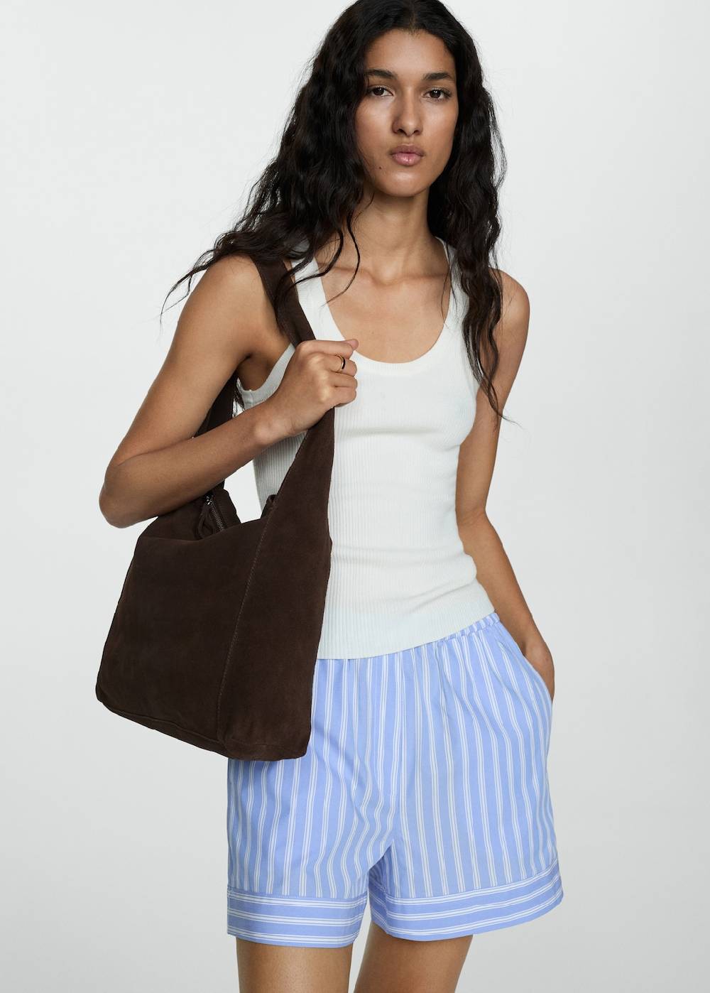 Mango Gerade Shorts mit Streifenmuster Begrenztes Angebot