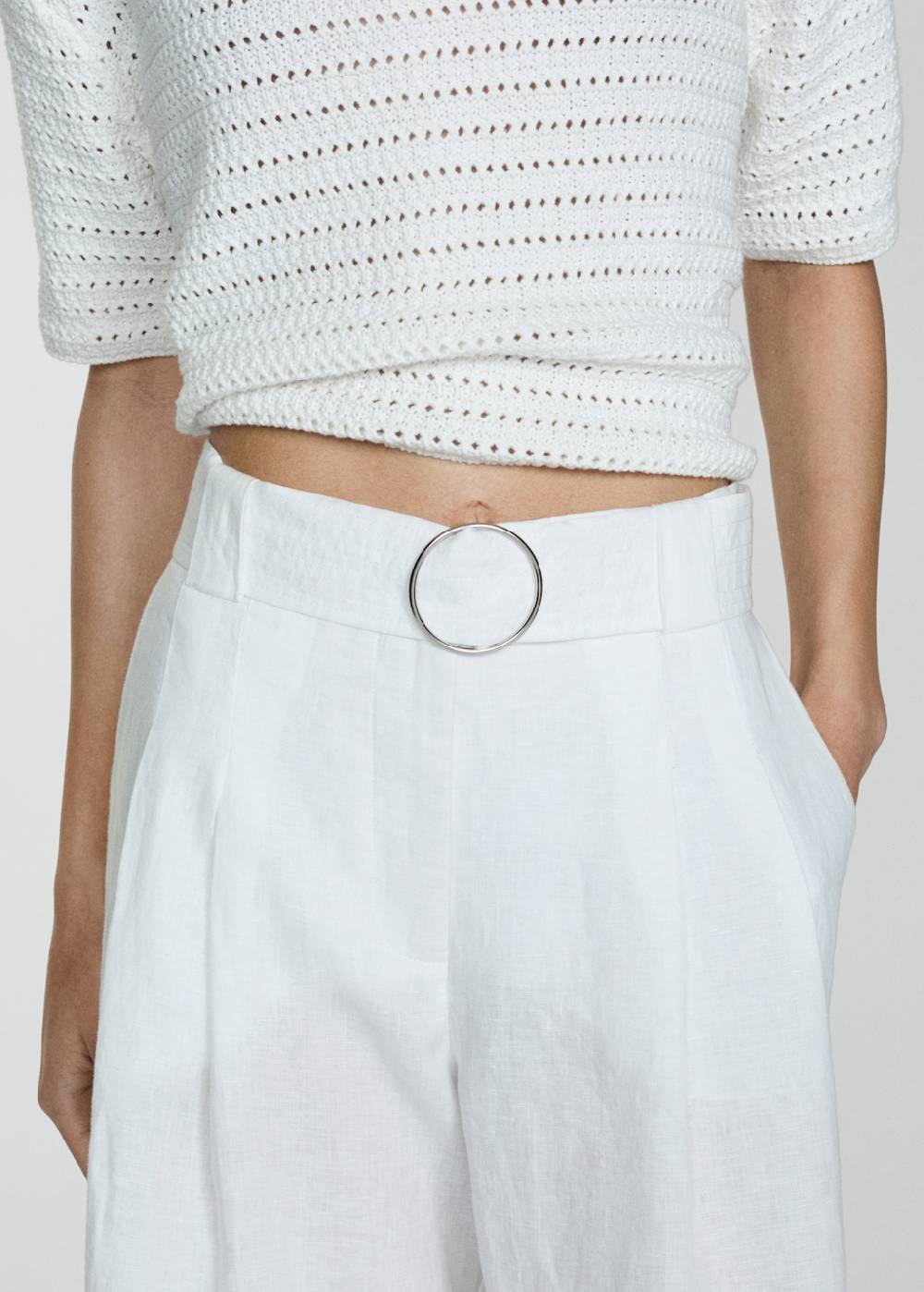 Mango Bermudashorts aus 100 % Leinen mit Gürtel Weihnachtsangebot
