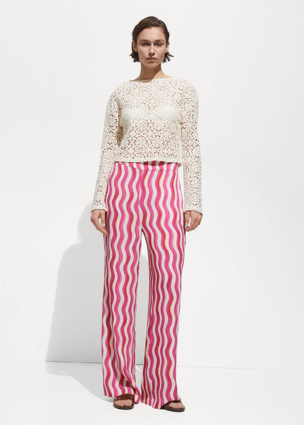 Mango Gemusterte Wideleg-Hose Jubiläumsangebot