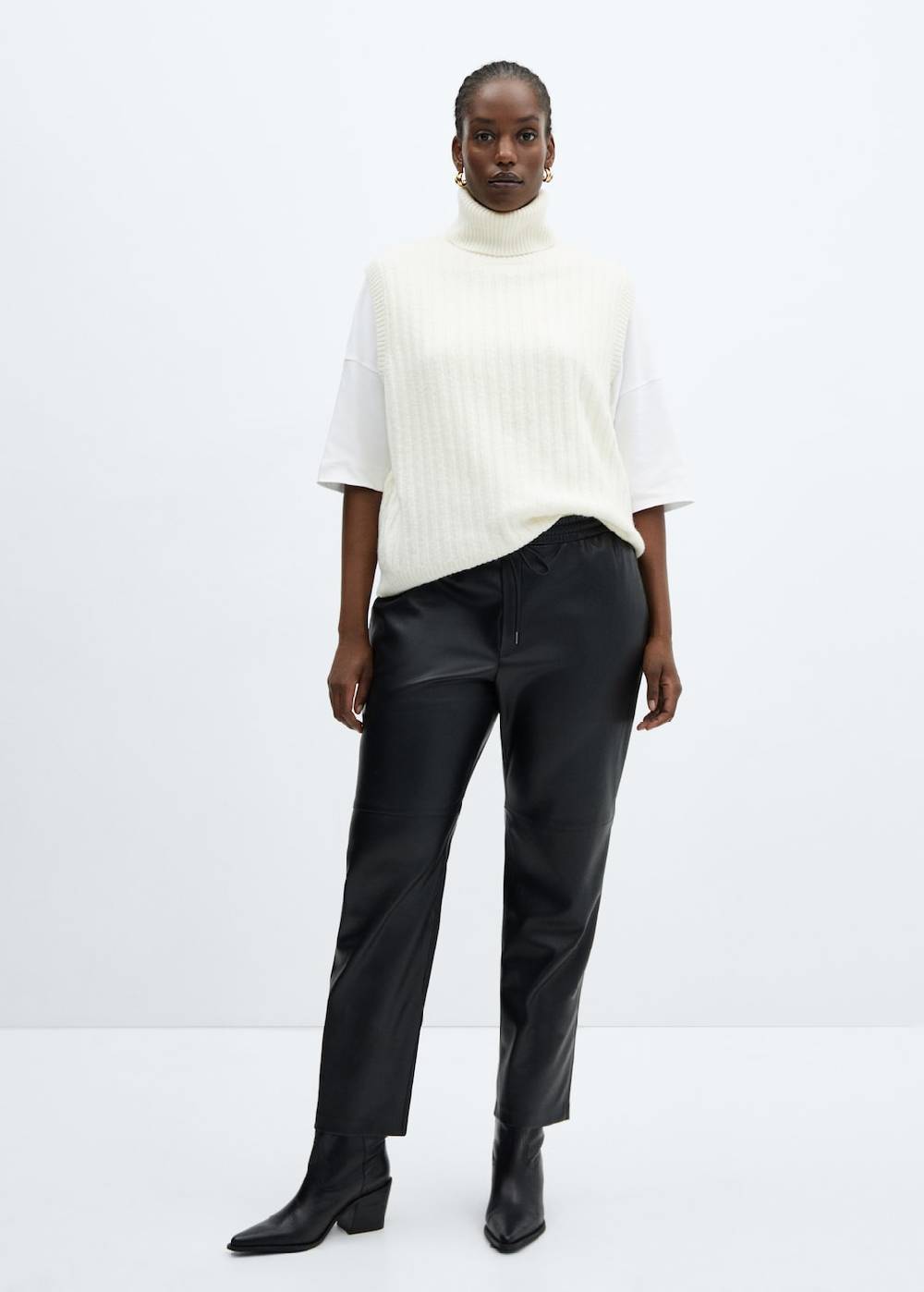 Mango Hose mit Stretchbund und Leder-Effekt Exklusive Angebote
