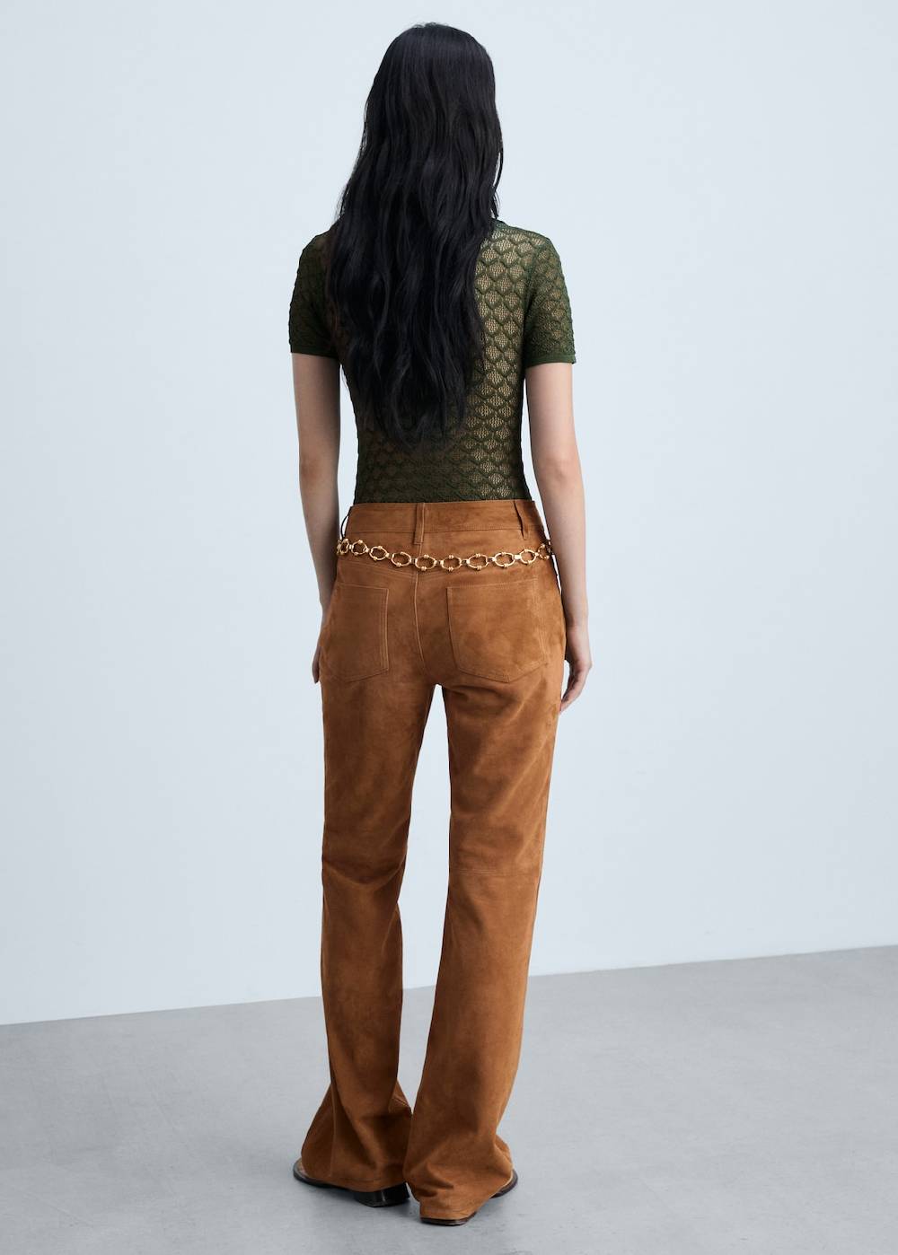 Mango Straight Fit Lederhose Tiefpreis
