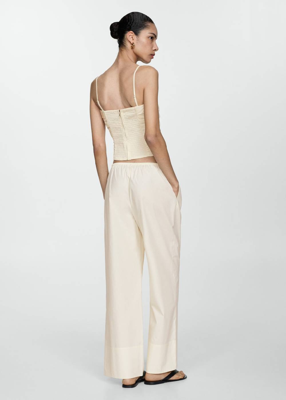 Mango Wideleg-Baumwollhose Bis zu 50% Rabatt