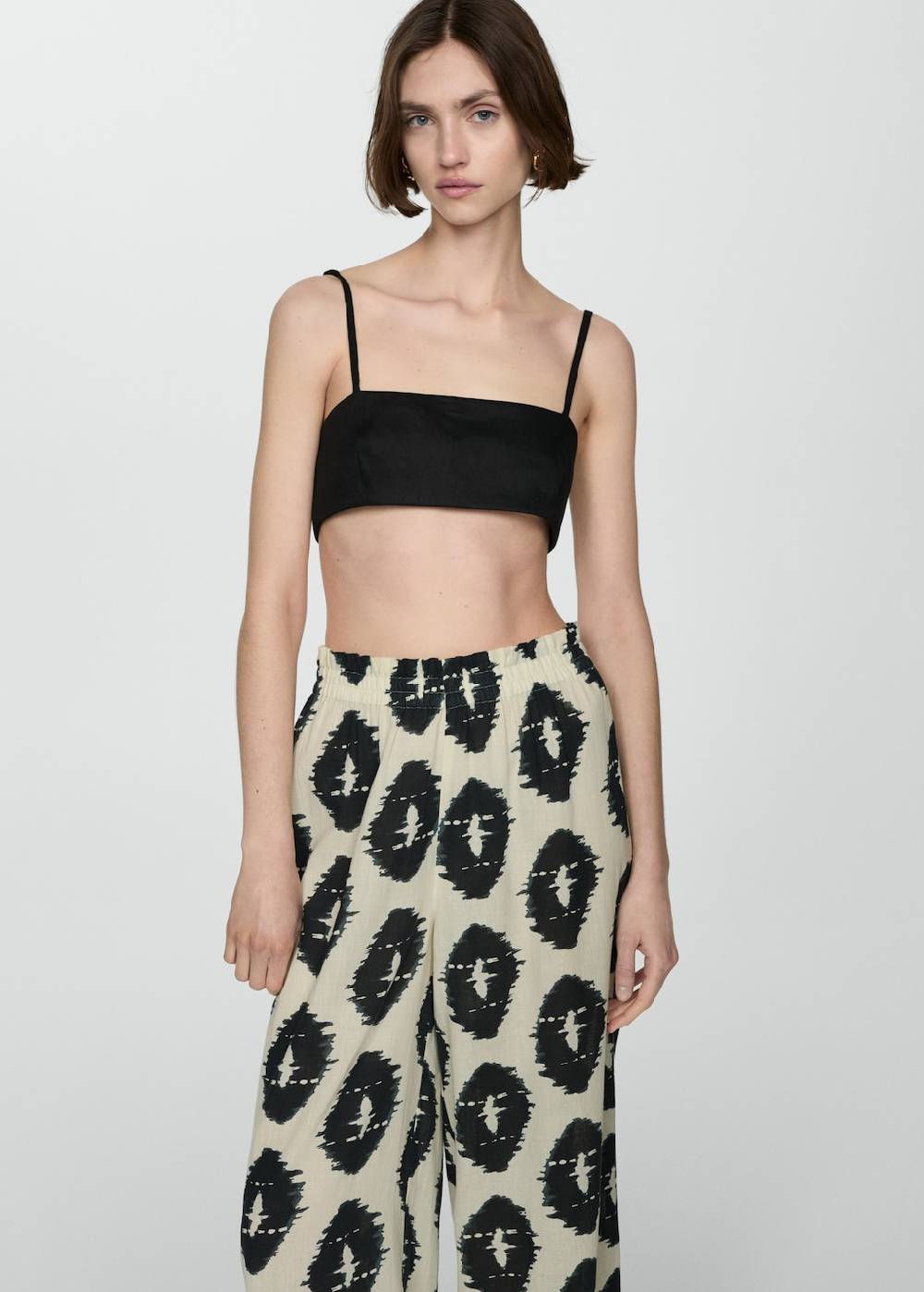 Mango Gemusterte Wideleg-Hose Sonderangebot der Fabrik
