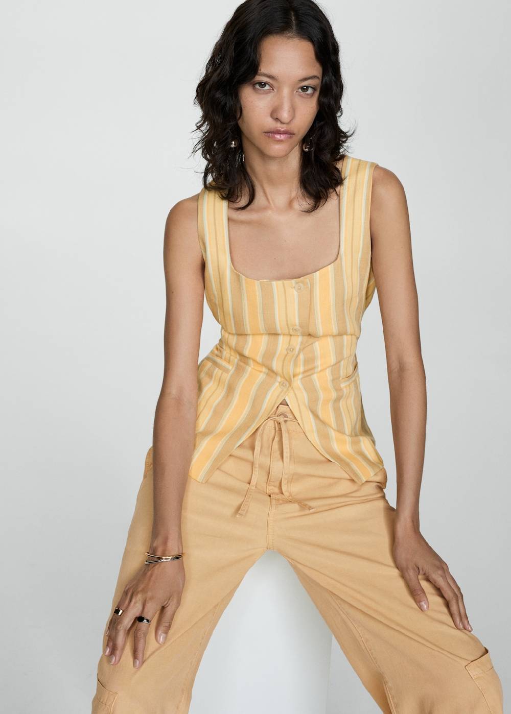 Mango Wideleg-Hose aus Lyocell Nur noch ein Tag übrig