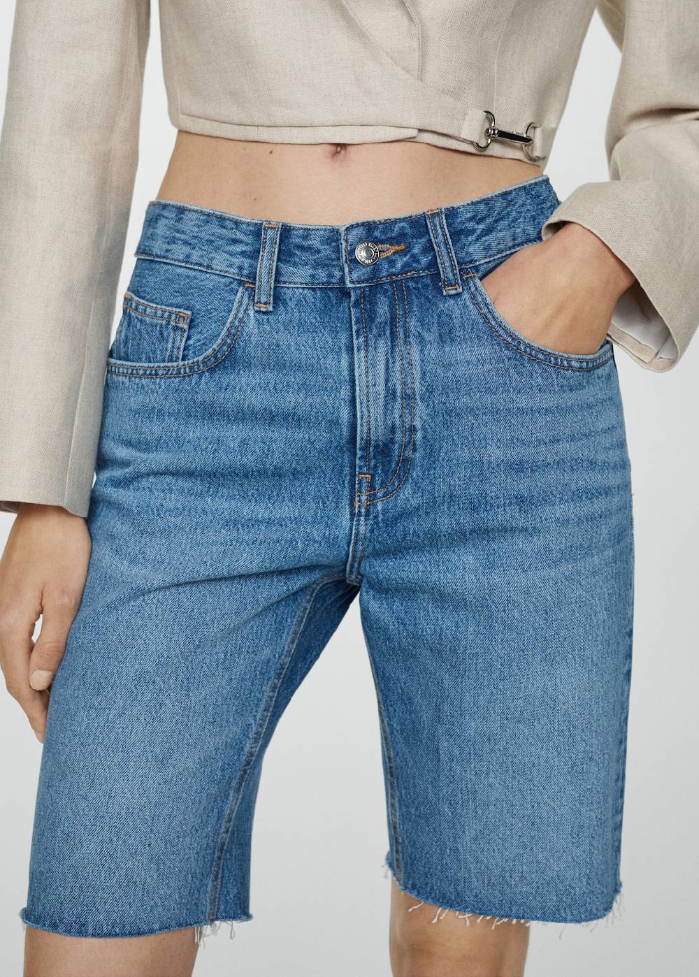 Mango Gerade Jeans-Bermudashorts Clearance-Verkauf