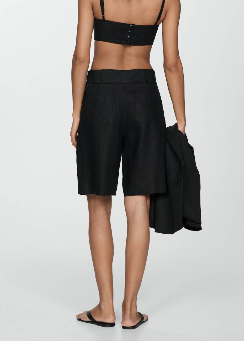 Mango Bermudashorts aus 100 % Leinen mit Gürtel Auslauf