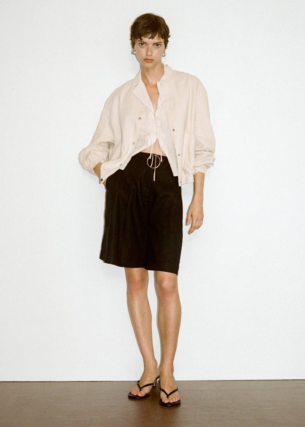 Mango Bermudashorts aus 100 % Leinen mit Gürtel Auslauf