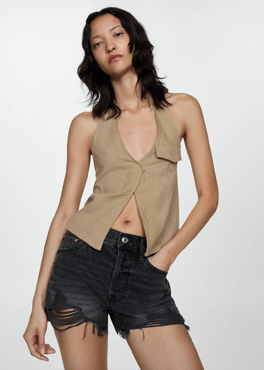 Mango Jeansshorts mit Zierrissen Verkauf