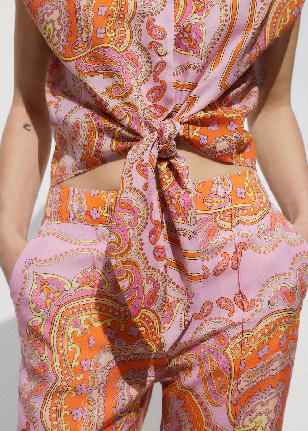 Mango Gemusterte Lyocell-Hose Hotsell