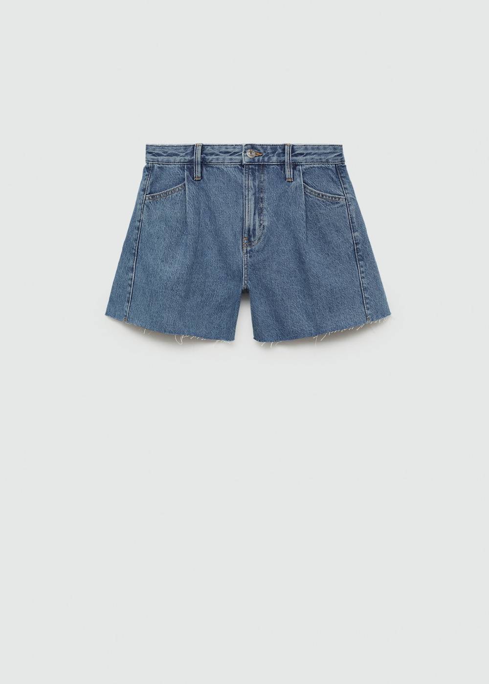 Mango Jeansshorts mit ausgefranstem Saum im Angebot