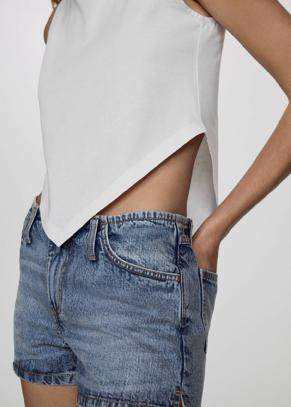 Mango Denim-Shorts mit niedriger Bundhöhe Fabrikverkauf