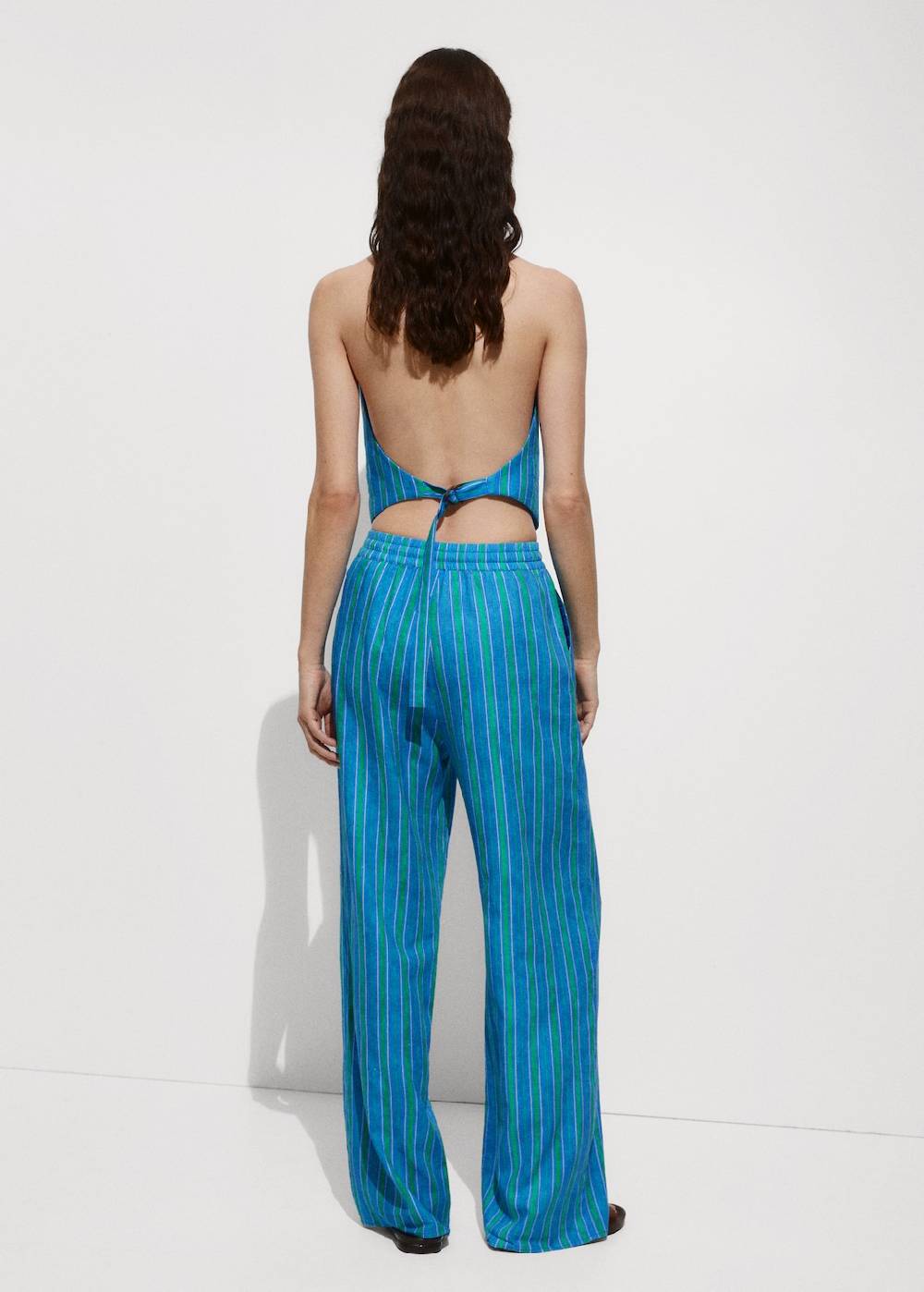 Mango Leinenhose mit Streifenmuster Meist gekauft