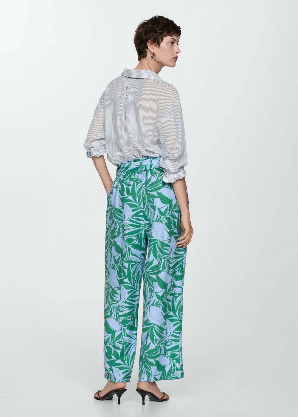 Mango Gemusterte Hose mit Schleife Blitzverkäufe