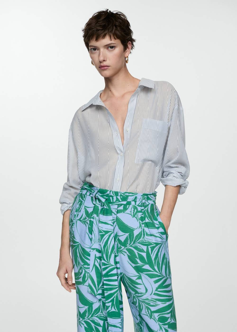 Mango Gemusterte Hose mit Schleife Blitzverkäufe