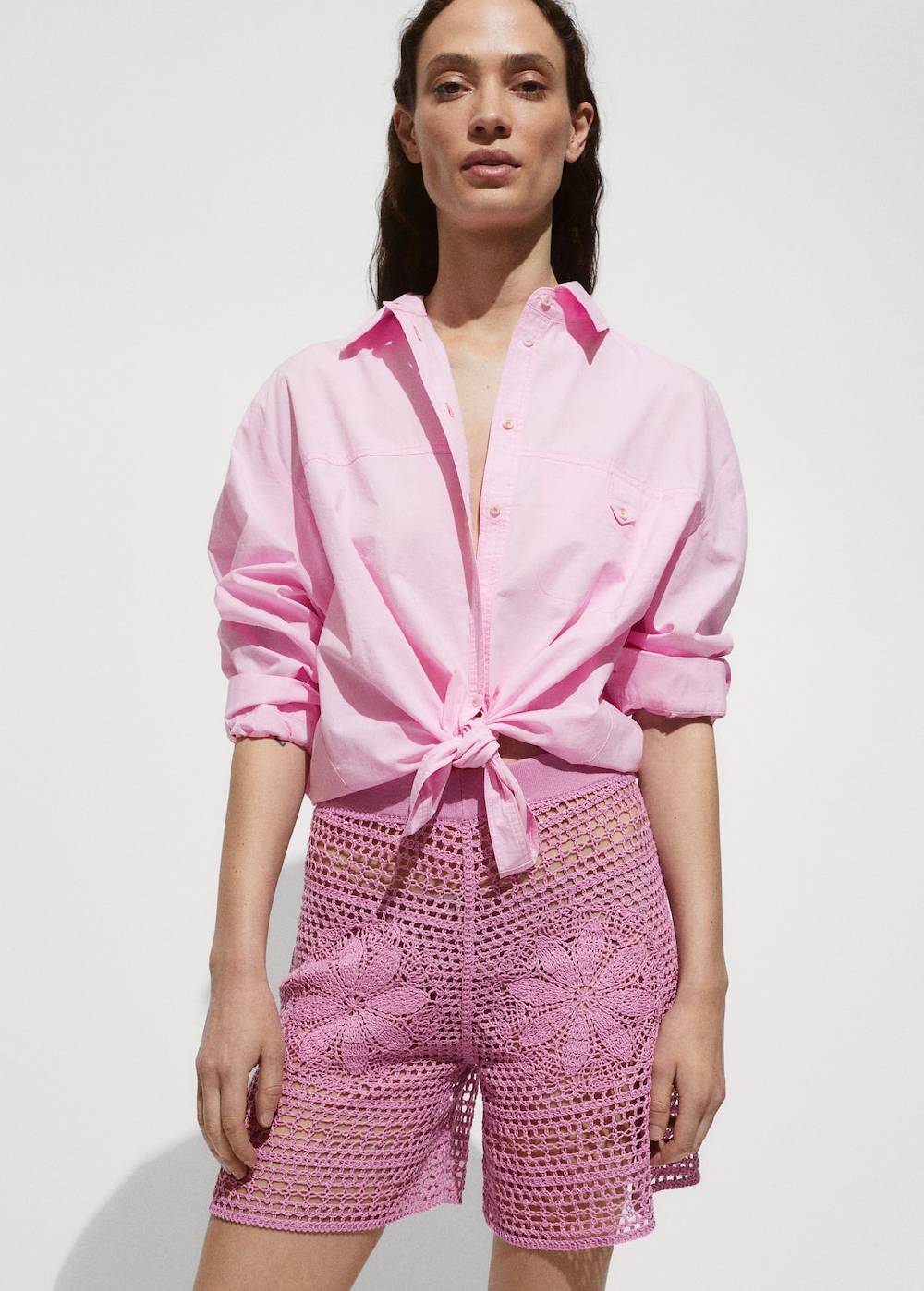 Mango Geblümte Häkel-Shorts Begrenztes Angebot