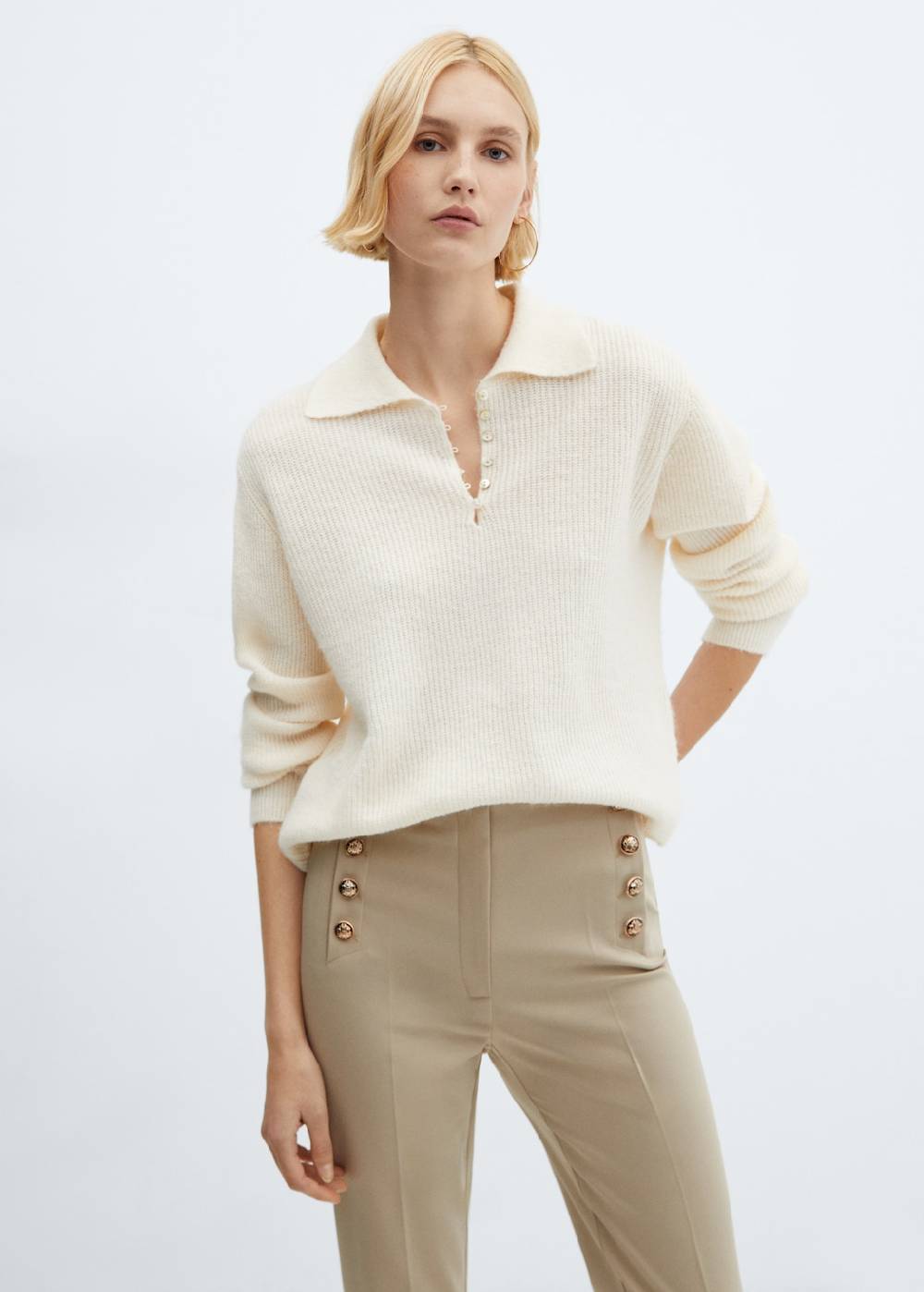 Mango Crop-Hose mit Knöpfen Wochenangebot