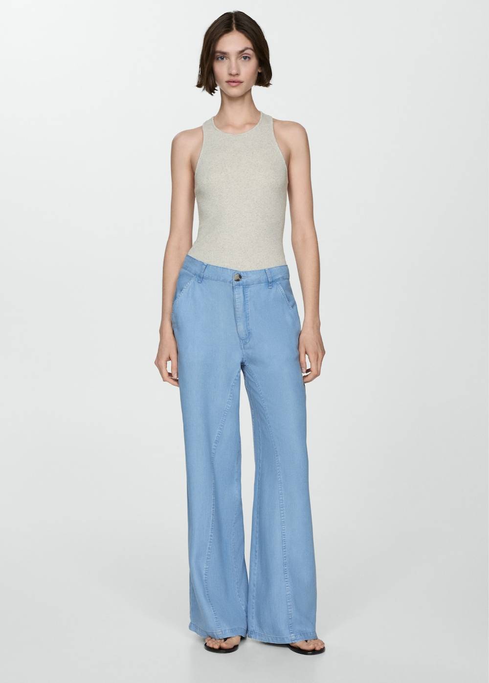Mango Wideleg-Hose aus Lyocell Letzter Tag