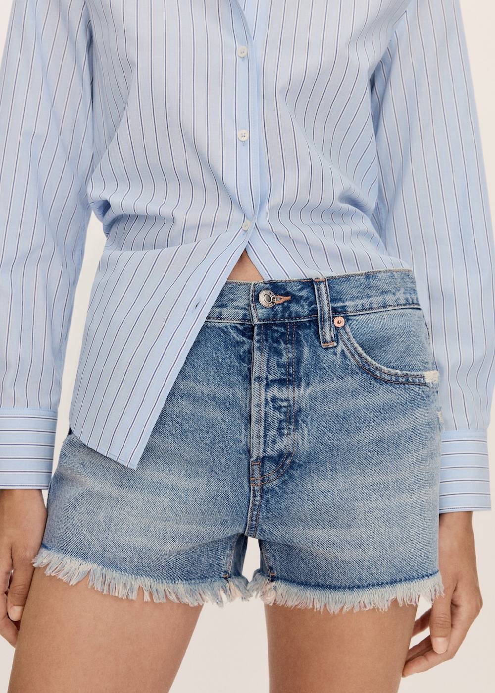 Mango Jeansshorts mit ausgefranstem Saum Zeitbegrenzte Promotion