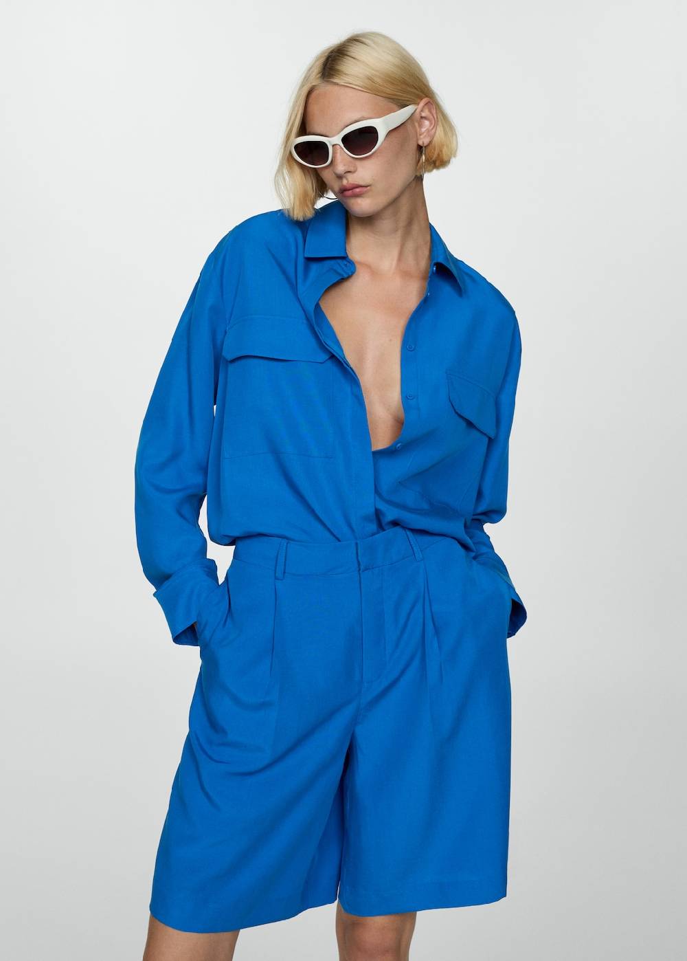 Mango Bermudashorts aus Lyocell mit Bundfalten Rabatte dieses Monats