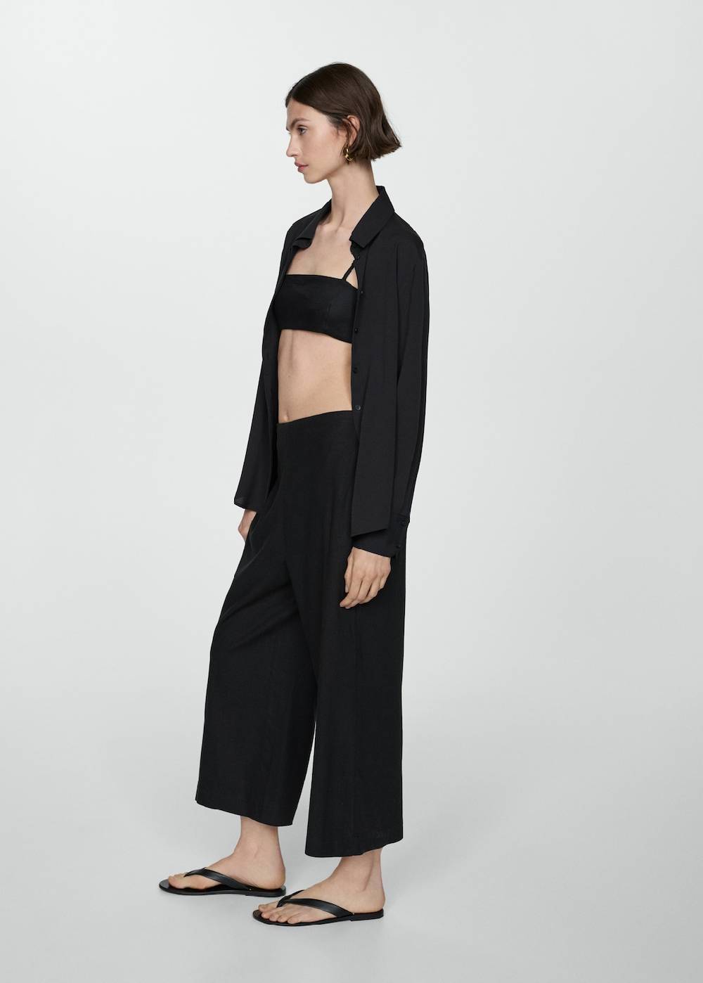 Mango Wideleg-Leinenhose Blitzverkäufe