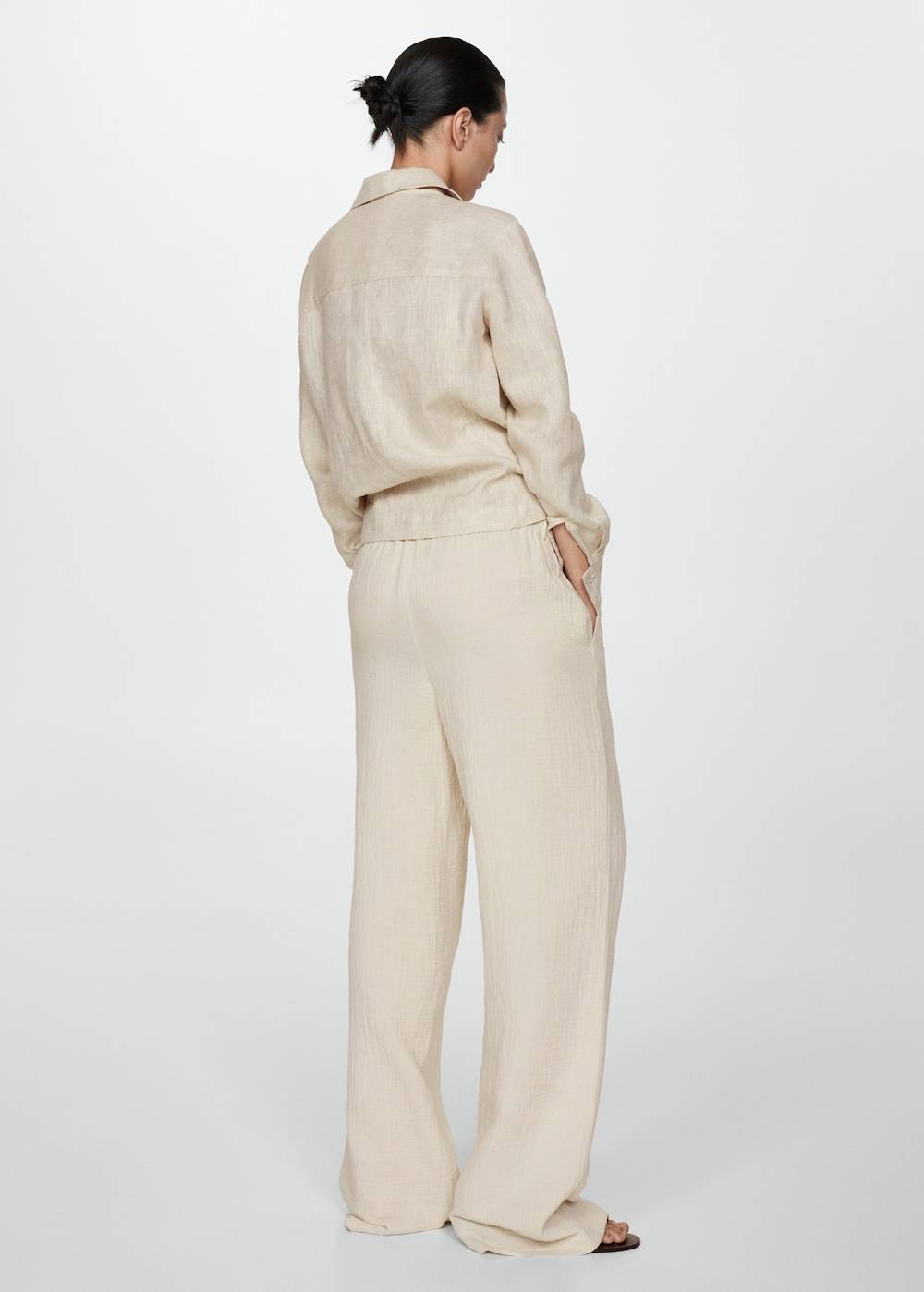 Mango Wideleg-Baumwollhose Rabatt