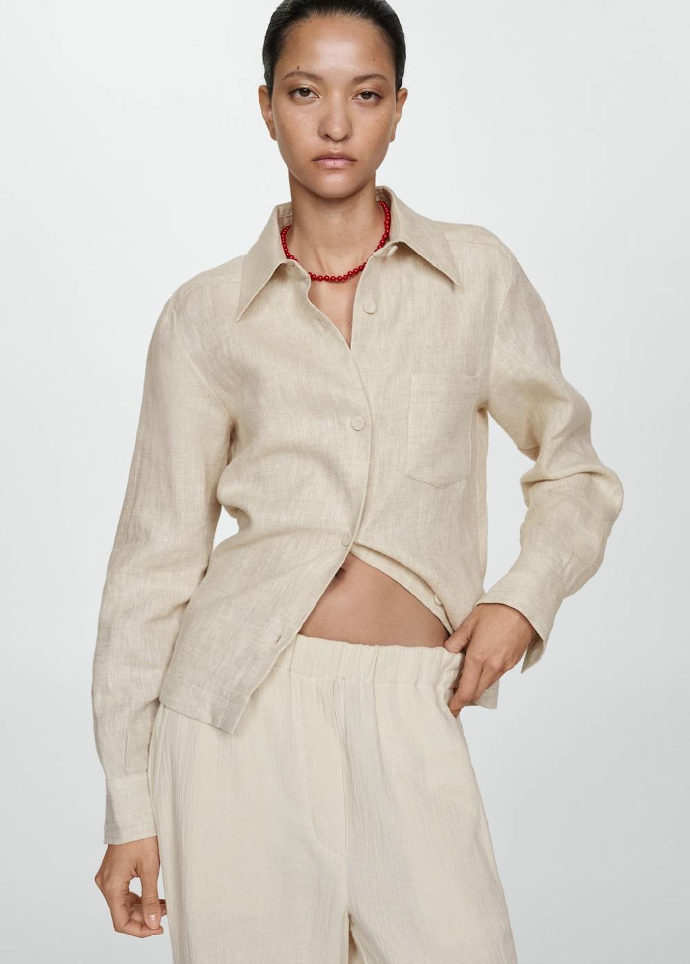Mango Wideleg-Baumwollhose Rabatt