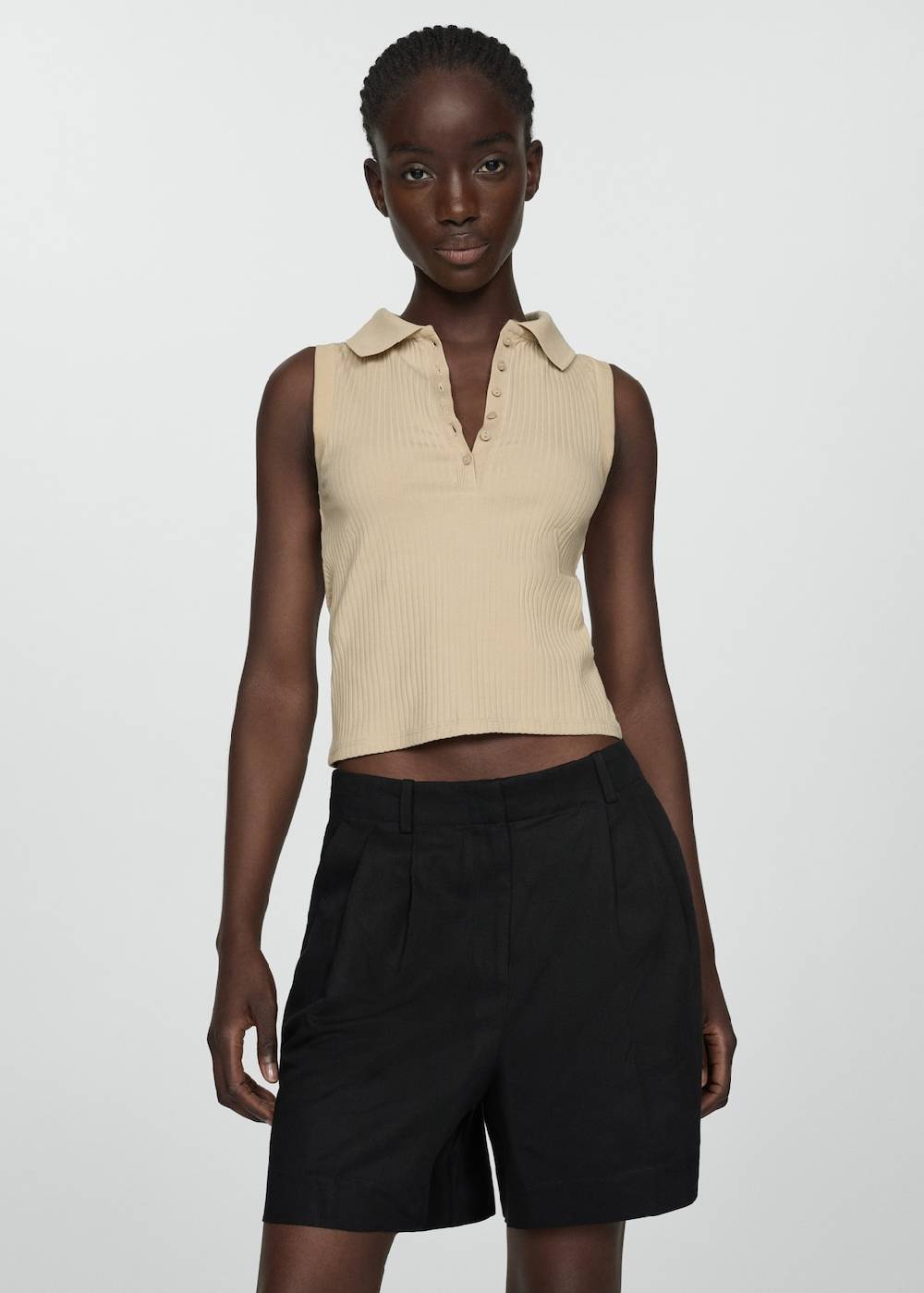 Mango Leinen-Bermudashorts mit Bundfalten Online Shopping