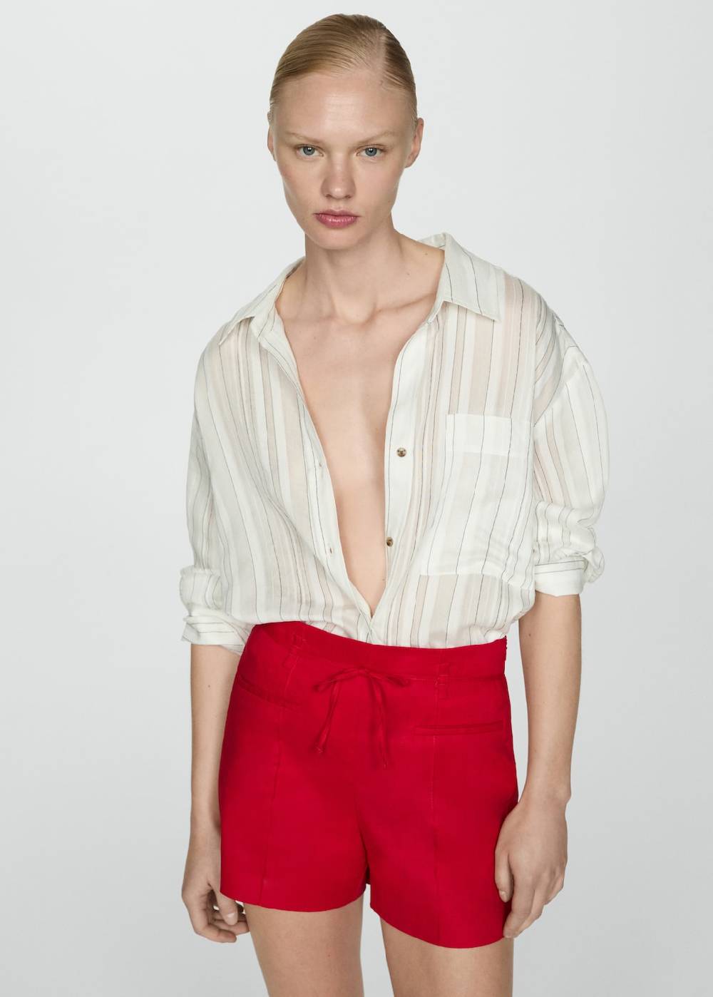 Mango Leinenshorts mit Schleife Saisonschlussverkauf