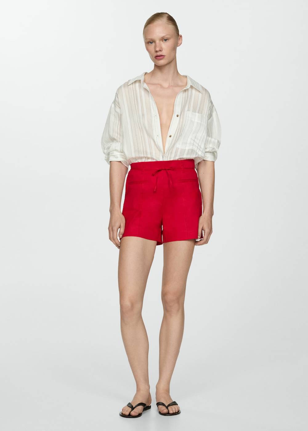 Mango Leinenshorts mit Schleife Saisonschlussverkauf